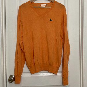 Peter Millar | 100% Merino Wool Orange V-Neck Sweater - Soft | Large.